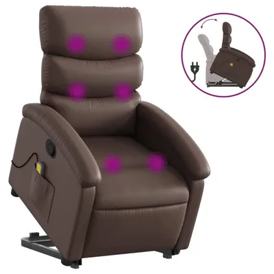 Produktbild von Massagesessel mit Aufstehhilfe Braun Kunstleder