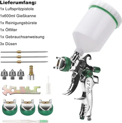 Produktbild von Yakimz HVLP Lackierpistole Spritzpistole mit 3xDüse 1,4mm 1,7mm,2mm 140L/min fur Autolack