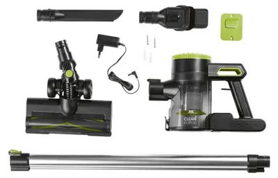 Obrázek produktu pro CLEANmaxx 14866, Tyčový vysavač 2 v 1, Bezsáčkové, Černá, Zelená, Obdélníkový, ABS (akrylonitril-butadien-styren), Měď, Polypropylen (PP), Ocel, Suchý