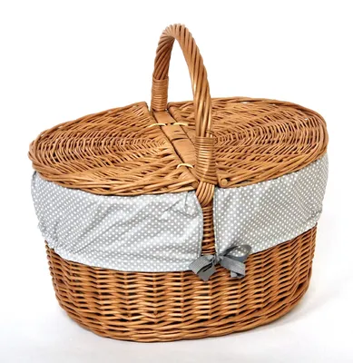 Produktbild von Picknickkorb mit zwei Deckel aus Weide (40 x 30 cm - 1F) + Stoff G1
