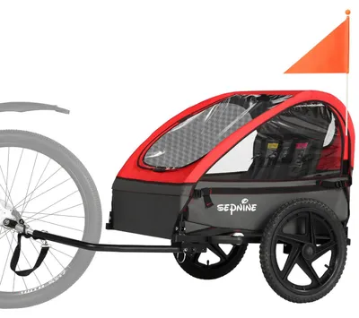 Obrázek produktu pro Sepnine BT609 Dětský přívěs za kolo – 2 děti, Skládací, Voděodolný - Červený