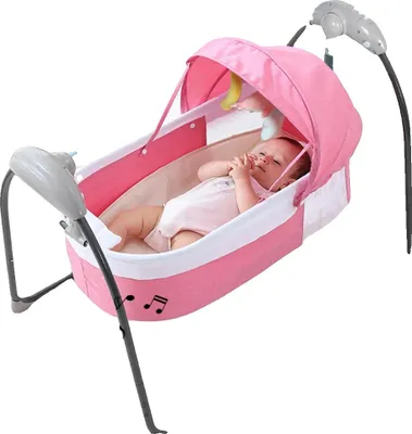 Produktbild von Baby Schaukel, Metallrahmen, 3 verstellbare Schaukelgeschwindigkeiten, Bluetooth-Musik, Geeignet für Säuglinge im Alter von 0-12 Monaten