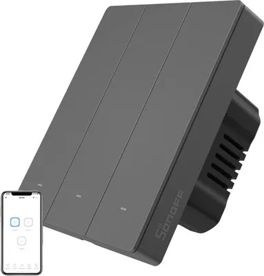 Image de Sonoff Smart WiFi wall switch SONOFF M5-3C-80 (3-channel, for frame, graphite)