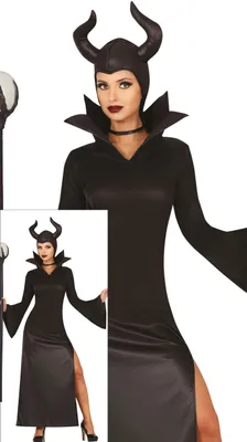 Productafbeelding van Sprookjesfee, betoverende donkere magie, hoorns, Halloween outfit, kostuum, maat: 42 - 44 (L), kleur: zwart