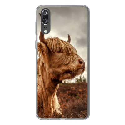 Produktbild von MuchoWow® Handyhülle Schutzhülle Hülle für Huawei P20 Scottish Highlander - Strauch - Heidekraut Silikon Softcase Handy Hülle - Hardcover