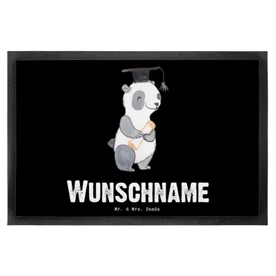 Produktbild von Mr. & Mrs. Panda 40 x 60 cm Personalisierte Fußmatte Panda Bester Student der Welt - Schwarz - Personalisierte Geschenke, Personalisieruung, für