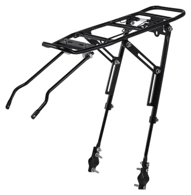 Zdjęcie produktu dla Bagażnik rowerowy - Składany bagażnik tylny - Wykonany z aluminium - Do rowerów o rozmiarze 61–71 cm - Maksymalne obciążenie: 80 kg - Kolor: czarny