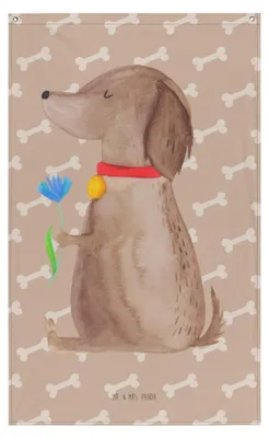 Produktbild von Mr. & Mrs. Panda Wandteppich Hund Blume - Hundeglück - Geschenk, Tapestry, Sprüche, Gobelin, Hunde, Wandbild, Süß, Hängedeko, Hundemama, Wandtuch