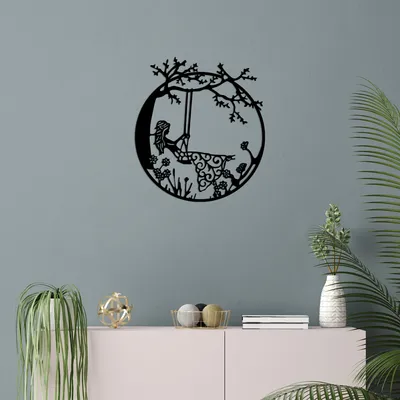 Produktbild von Wallity, Swıng- SKL2539, Schwarz, Sonstige Wohndekorationen, 50 x 56 cm, 100% Metall (Dicke: 1