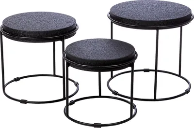 Produktbild von Gilde 3er Set, Beistelltisch, rund, "Rotonda", Eisen, schwarz, VE 1, H. 47 cm, D. 48.5 cm 59020 4063387590201
