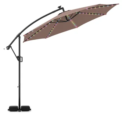 Obrázek produktu pro Zahradní slunečník s 96 LED světly, otočný o 360°, se nastavitelným sklonem, solární pergola (hnědá)