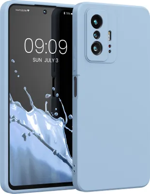 Produktbild von kwmobile Hülle kompatibel mit Xiaomi 11T / 11T Pro Hülle - gummierte TPU Silikon Handyhülle - Schutzhülle für kabelloses Laden - Case in Hellblau matt