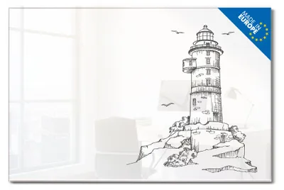 Produktbild von banjado Magnettafel aus Glas, beschreibbar, 60x40cm groß, ESG Sicherheitsglas mit Motiv Leuchtturm 6 [MTGQ1 13076]