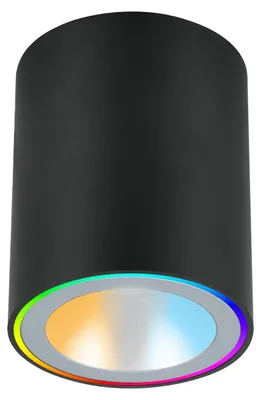 Produktbild von SYLVANIA Smart LED Aufbauspot schwarz | mit Leuchtring | Warm - Tageslichtweiß | RGB Deckenstrahler dimmbar | Aufbauleuchte kompatibel mit App, Alexa, Siri