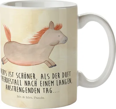 Produktbild von Mr. & Mrs. Panda Haferl Pferd Springen - Vintage - Geschenk, Plastikbecher, Reiten, Mehrwegbecher, Trinklernbecher, Pott, Landwirtin, Pferde, Kinderbecher, Pony, Stall
