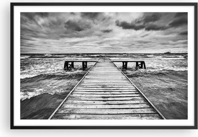 Produktbild von Gerahmtes Poster - Schwarzer Rahmen - Brücke Meer Welle - 91,5x61 cm - Wand Bild - Wanddeko - Wandbilder - Kunstposter - Wandposter - Bilderrahmen - Bilder - Kunstdruck - Wandbild - P2BAA91x61-3637