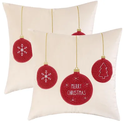 2er-Set Samt-Kissenbezüge Weihnachten rot 45x45 cm
