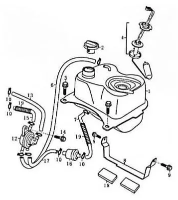 Produktbild von Kreidler Florett RMC-G 125 Benzintank Kraftstofftank FIG25-1 Motorroller.de Benzinbehälter Kaftstoffbehälter