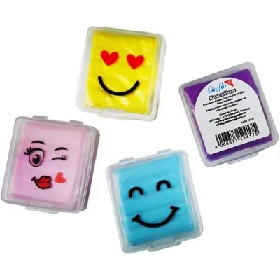 Produktbild von LÄUFER Knetradierer Smiley, für Bleistifte/Farbstifte auf Papier, Kautschuk, 40 x 35 x 13 mm, sortiert, 4 Pastelltönen, 5 verschiedene Motive (nicht wählbar)