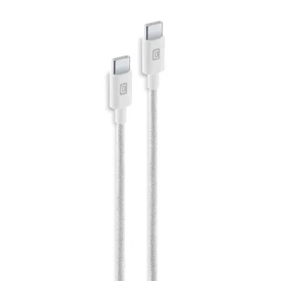 Produktbild von Cellularline 150 cm Geflochtenes Kabel - USB-C zu USB-C Ultra-robustes geflochtenes Kabel, 1,5 m, USB C, USB C, USB 2.0, Weiß