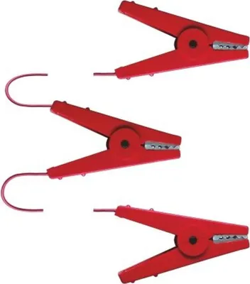 Produktbild von Zaunverbindungskabel mit 3 Krokodilklemmen rot, 2 x 60cm