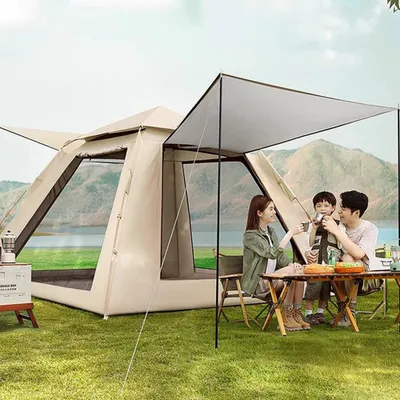 Produktbild von Automatisches Pop-Up-Zelt für 3 bis 4 Personen – Wasserdichtes Campingzelt mit Vorzelt