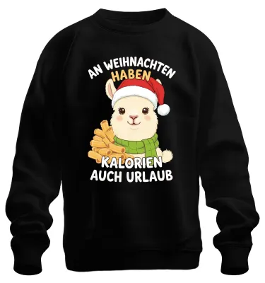 Produktbild von An Weihnachten haben Kalorien Urlaub Alpaka lustig Geschenk Sweatshirt Pullover, Schwarz, S