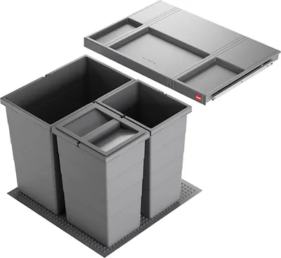 Image de Poubelle Hailo 3301681 Allegro 430, capacité 2 x 13 + 28 litres, gris foncé