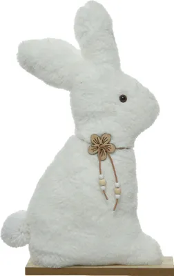 Produktbild von Osterhase Aufsteller Plüsch / Holz 40cm weiß