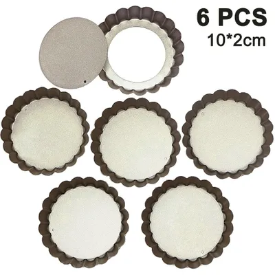 Produktbild von Tarteformen 6-teilig, Antihaftbeschichtet, Herausnehmbarer Boden, Goldfarben, Für Käsekuchen Und Quiche, Backformen Für Desserts