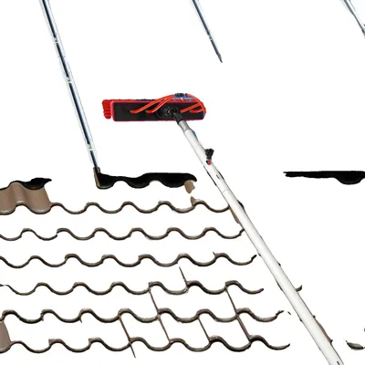Image de Brosse de nettoyage pour panneaux solaires, longueur réglable de 5 m, structure en alliage d'aluminium et en laiton, diamètre du tube de 29 mm, rotation de la brosse à 180°, conception télescopique facile à utiliser