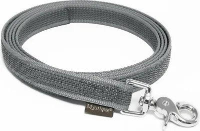 Produktbild von Mystique® Gummierte Leine 20mm ohne Handschlaufe Scherenkarabinerhaken grau 1m