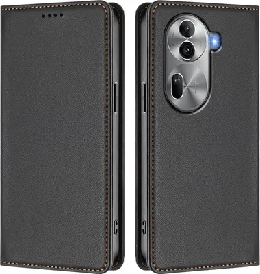 Immagine prodotto di Custodia in pelle per Oppo Reno11 Pro 5G, custodia flip magnetica in Finto cuoio con supporto Nero