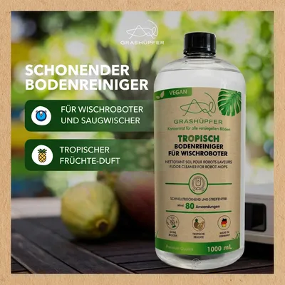 Produktbild von 3er Set - GRASHÜPFER® Wischroboter Reinigungsmittel | Bodenreiniger Mittel 3 x 1000 ml "Tropische Früchte Duft"