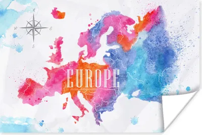 Produktbild von MuchoWow® Poster Karte - Aquarell 30x20 cm - Plakate - Print