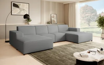 Produktbild von Ecksofa PEDRO U, breite Ottomane, Farbe: Grau (Raven13)