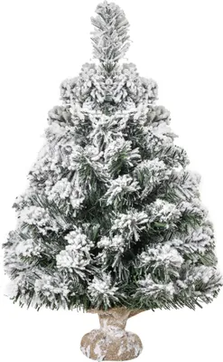 Produktbild von Mini Künstlicher Weihnachtsbaum 60 cm Tannenbaum künstlich mit Schnee, 67 Spitzen Zementbasis für drinnen Büro