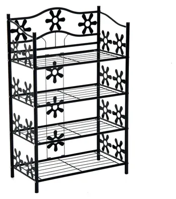 Zdjęcie produktu dla Półka na rośliny, półka na kwiaty, schody na rośliny, 4 poziomy, metal, czarny, 59,5x30x92cm