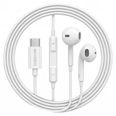 Produktbild von Mayaxess, USB-C Kabelkopfhörer mit Mikrofon für Galaxy A33, Weiß