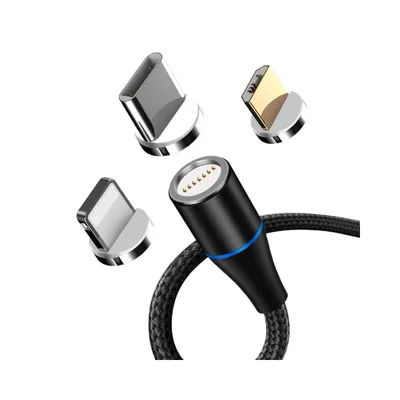 Immagine prodotto di Maxlife MXUC-03 cavo magnetico USB - iPhone + USB-C + microUSB 1,0 m 3A nylon nero