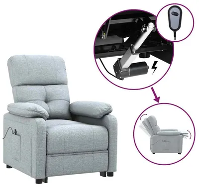 Zdjęcie produktu dla vidaXL Fotel Relax elektryczny jasnoszary materiał