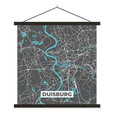 Produktbild von MuchoWow® Textilposter Deutschland - Blau - Duisburg - Stadtplan - Karte 40x40 cm mit schwarzem Rahmen - Fotos