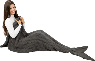 Produktbild von Kuscheldecke Meerjungfrau, gestrickt, 60x180 cm, grau