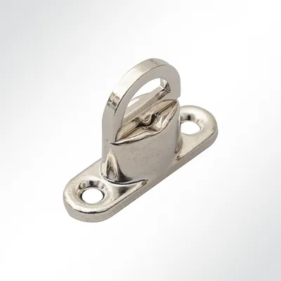 Produktbild von LYSEL® Drehverschluss 40x12x24mm Messing vernickelt mit Gegenplatte und Ovalöse 19,5x12x9mm