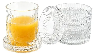 Zdjęcie produktu dla Zestaw 8 przezroczystych szklanych podstawek pod napoje