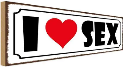 Produktbild von vianmo Holzschild 10x27 cm I Love Sex Dekoration