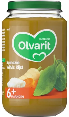 Productafbeelding van Olvarit Spinazie witvis rijst 6M10 (200 gr)