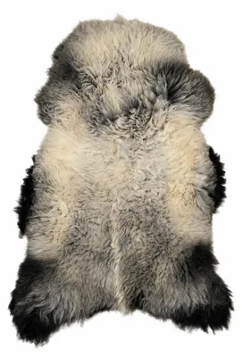 Produktbild von Schaffell Echt Unikat 94-113 | Grau-Weiß, ca. 105 cm | Langhaar | Öko gegerbt