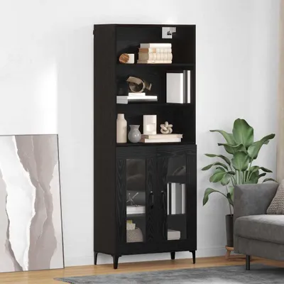 Produktbild von vidaXL Highboard Schwarz Eichen-Optik 69,5 x 34 x 180 cm Holzwerkstoff