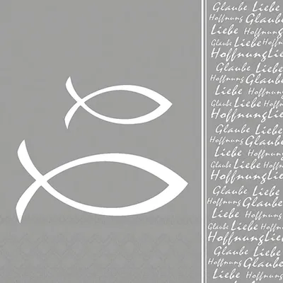 Produktbild von Servietten 33x33 cm - Glaube Fisch silver
